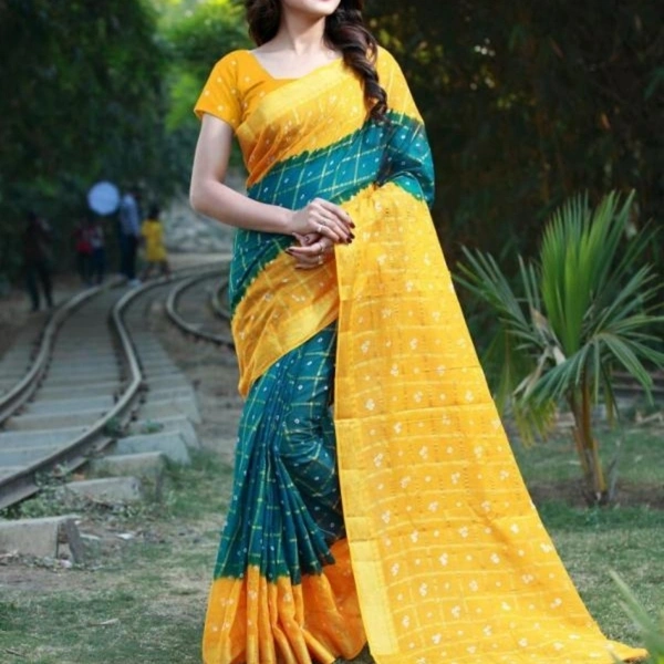 Unique Bhagalpuri Silk Check With Printed Sarees