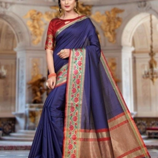 Beautiful Solid  Silk Saree With Tassels