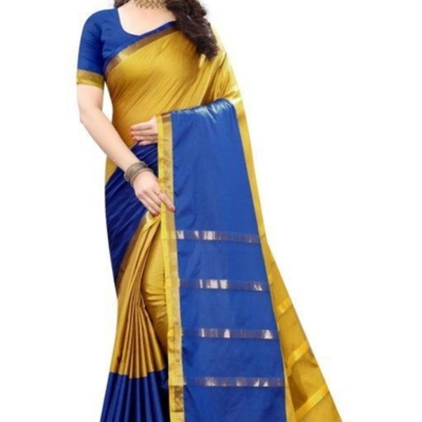 Elegant Solid Cotton Silk Sarees With Zari Patti