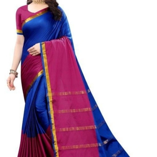 Elegant Solid Cotton Silk Sarees With Zari Patti