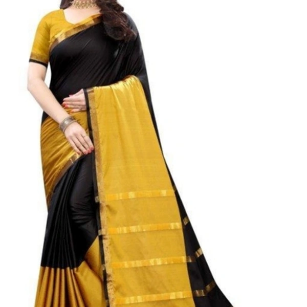 Elegant Solid Cotton Silk Sarees With Zari Patti