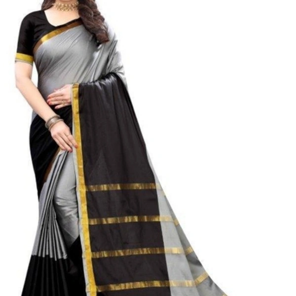 Elegant Solid Cotton Silk Sarees With Zari Patti