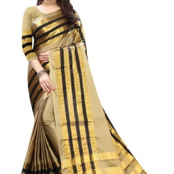 Elegant Solid Cotton Silk Sarees With Zari Patti