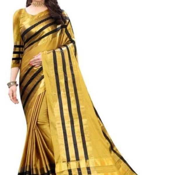Elegant Solid Cotton Silk Sarees With Zari Patti