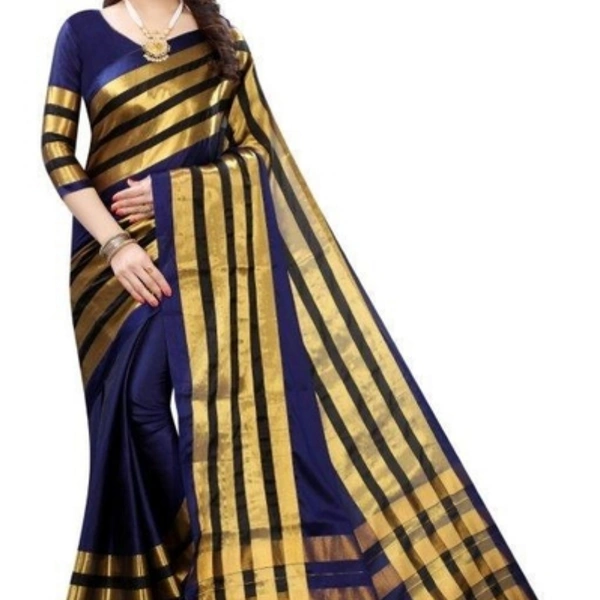 Elegant Solid Cotton Silk Sarees With Zari Patti