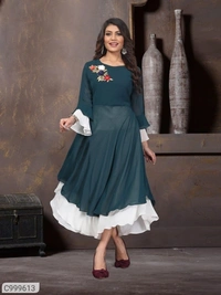 Luxurious Faux Georgette Embroidered Gowns - L