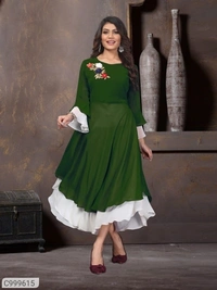 Luxurious Faux Georgette Embroidered Gowns - L