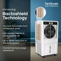 Hindware Smart Appliances 55 L Room/Personal Air Cooler Anti-Bacterial Protection, Inverter Compatible (Black and White, XENO - Personal Cooler 55L with Honeycomb Cooling Pad)