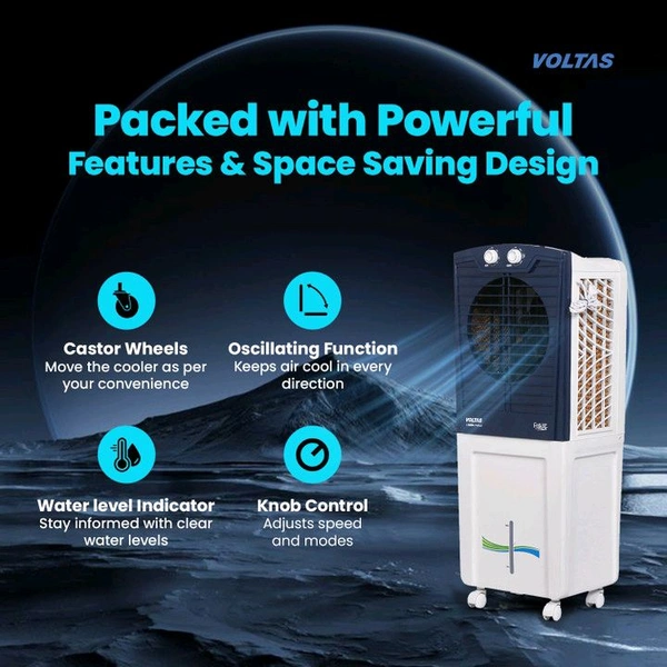 Voltas 45 L Room/Personal Air Cooler (White::Blue, Frost Air 45, with Swing Control)
