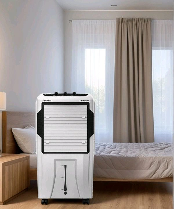 Crompton 100 L Desert Air Cooler with Motor Overload Protection, Auto-drain (White, Black, ACGC Optimus 100)