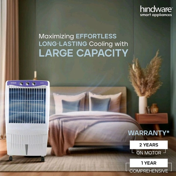 Hindware Smart Appliances 85 L Desert Air Cooler Anti-Bacterial Protection, Inverter Compatible (Lavender and white, Vectra)