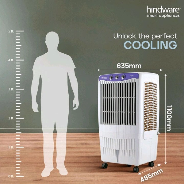 Hindware Smart Appliances 85 L Desert Air Cooler Anti-Bacterial Protection, Inverter Compatible (Lavender and white, Vectra)