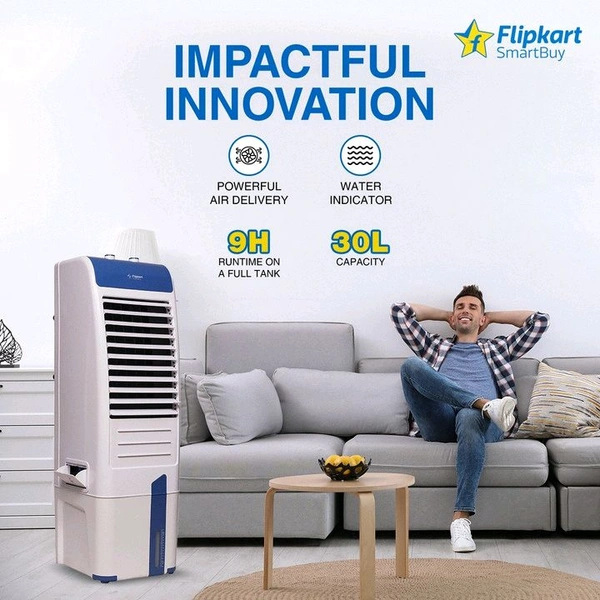 Flipkart SmartBuy 30 L Tower Air Cooler (White, Blue, Alpine)