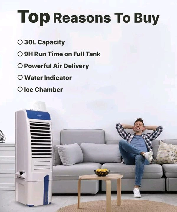 Flipkart SmartBuy 30 L Tower Air Cooler (White, Blue, Alpine)