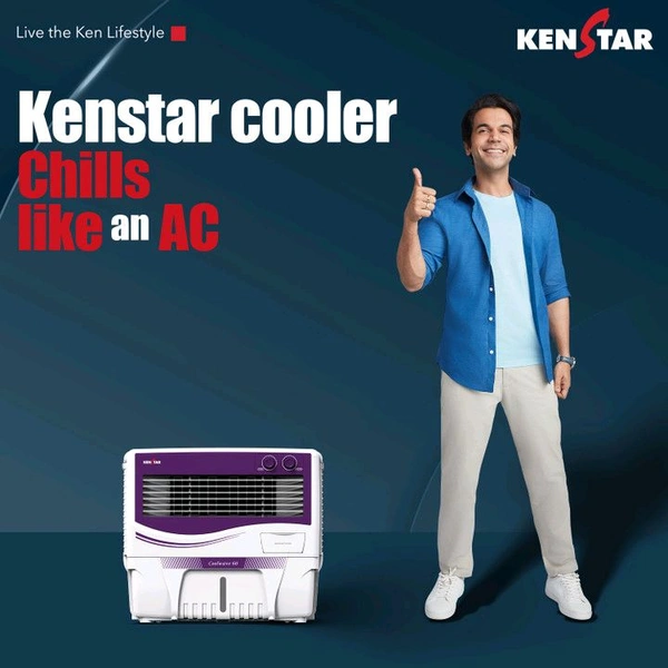 Kenstar 60 L Window Air Cooler Anti-Bacterial Protection, Inverter Compatible, Collapsible Louver, 5 Star BEE Rating (PURPLE & WHITE, COOLWAVE 60)