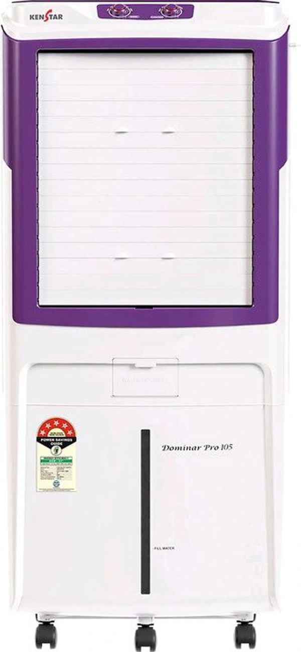 Kenstar 105 L Desert Air Cooler Honeycomb Pads, Anti-Bacterial Protection, Inverter Compatible, Collapsible Louver, 5 Star BEE Rating (WHITE & PURPLE, DOMINAR HC PRO 105)