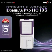 Kenstar 105 L Desert Air Cooler Honeycomb Pads, Anti-Bacterial Protection, Inverter Compatible, Collapsible Louver, 5 Star BEE Rating (WHITE & PURPLE, DOMINAR HC PRO 105)