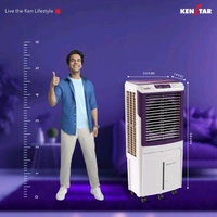 Kenstar 105 L Desert Air Cooler Honeycomb Pads, Anti-Bacterial Protection, Inverter Compatible, Collapsible Louver, 5 Star BEE Rating (WHITE & PURPLE, DOMINAR HC PRO 105)