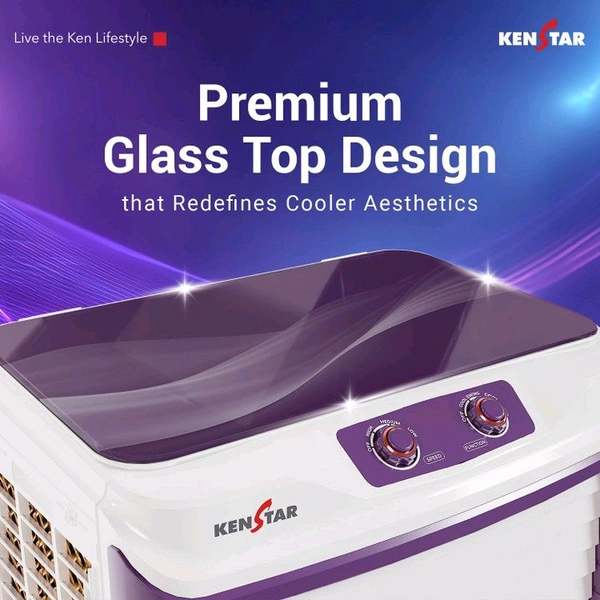 Kenstar 105 L Desert Air Cooler Honeycomb Pads, Anti-Bacterial Protection, Inverter Compatible, Collapsible Louver, 5 Star BEE Rating (WHITE & PURPLE, DOMINAR HC PRO 105)