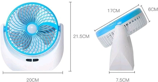 Terviiix High Speed Rechargeable Table Fan with LED Light For Home, Kitchen, Office Ultra High Speed 1400 mm Table Fan (5 Star | Blue | Pack of 1)