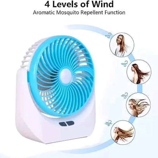 Terviiix High Speed Rechargeable Table Fan with LED Light For Home, Kitchen, Office Ultra High Speed 1400 mm Table Fan (5 Star | Blue | Pack of 1)
