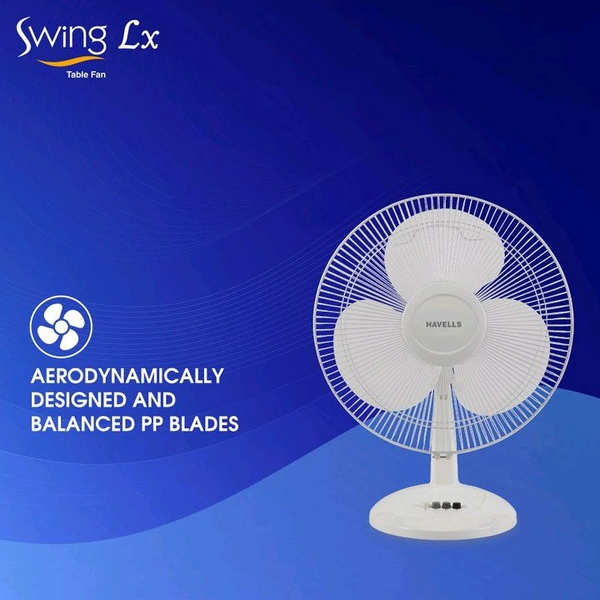 HAVELLS Swing LX|120 ribs guard|Jerk free oscillation|Impressive air delivery| Low Noise with Energy Saving 400 mm Ceiling Fan (White | Pack of 1)