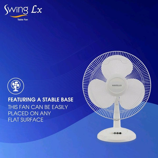 HAVELLS Swing LX|120 ribs guard|Jerk free oscillation|Impressive air delivery| Low Noise with Energy Saving 400 mm Ceiling Fan (White | Pack of 1)