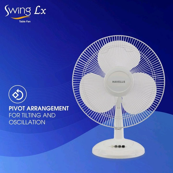 HAVELLS Swing LX|120 ribs guard|Jerk free oscillation|Impressive air delivery| Low Noise with Energy Saving 400 mm Ceiling Fan (White | Pack of 1)