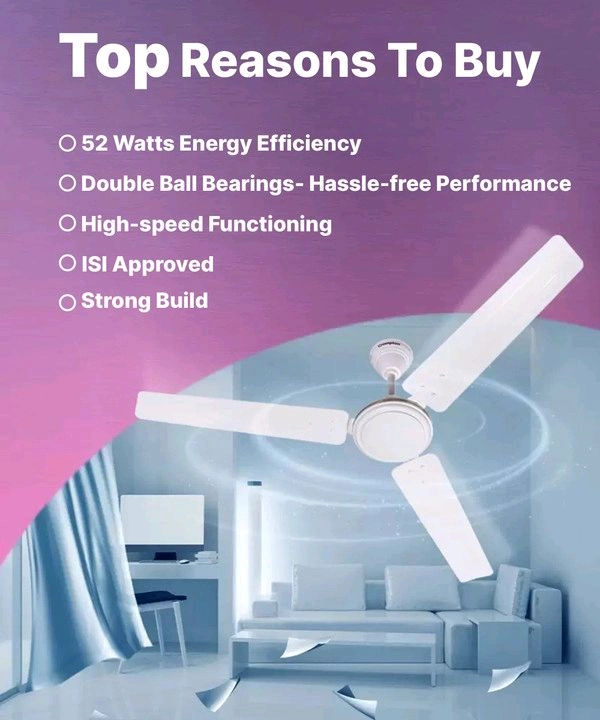 Crompton Surebreeze Sea Sapphira Superior Air Delivery BEE Energy Rated with 2 Year Warranty Ultra High Speed 1200 mm Ceiling Fan (1 Star | Opal White | Pack of 1)