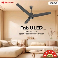 HAVELLS FAB ULED|LED Speed Indicator|Remote Controlled|Upto 65% Energy Saving with 3 Year Warranty BLDC Motor with Remote 1200 mm Ceiling Fan (5 Star | Smoke Brown | Pack of 1)