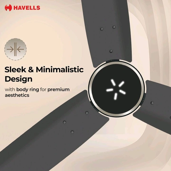 HAVELLS FAB ULED|LED Speed Indicator|Remote Controlled|Upto 65% Energy Saving with 3 Year Warranty BLDC Motor with Remote 1200 mm Ceiling Fan (5 Star | Smoke Brown | Pack of 1)