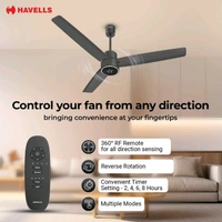 HAVELLS FAB ULED|LED Speed Indicator|Remote Controlled|Upto 65% Energy Saving with 3 Year Warranty BLDC Motor with Remote 1200 mm Ceiling Fan (5 Star | Smoke Brown | Pack of 1)