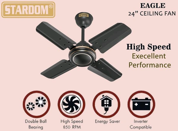 Stardom EAGLE ULTRA HIGH SPEED ISI APPROVED with 2 Year Warranty Anti Dust 600 mm Ceiling Fan (Mett smoke brown | Pack of 1)