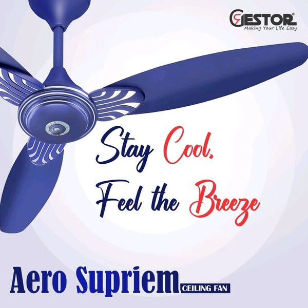 GESTOR Azure Ultra High Speed Decorative 48 inch with 36 Months Warranty Ultra High Speed 1200 mm Ceiling Fan (Blue | Pack of 1)
