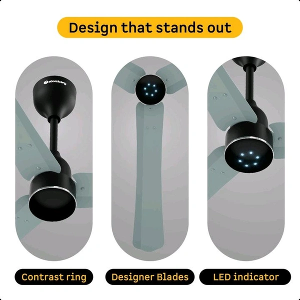 Atomberg Renesa Halo Smart|Voice Controlled|High Air Flow|Low Noise|LED Speed Indicator with 3 Year Warranty BLDC Motor with Remote 1200 mm Ceiling Fan (5 Star | Misty Teal | Pack of 1)