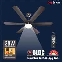 DIGISMART AUTUM HEXA with 5 Year Warranty BLDC Motor with Remote 1200 mm Ceiling Fan (5 Star | Dark Brown | Pack of 1)