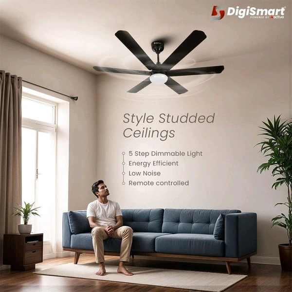 DIGISMART AUTUM HEXA with 5 Year Warranty BLDC Motor with Remote 1200 mm Ceiling Fan (5 Star | Dark Brown | Pack of 1)