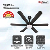 DIGISMART AUTUM HEXA with 5 Year Warranty BLDC Motor with Remote 1200 mm Ceiling Fan (5 Star | Dark Brown | Pack of 1)