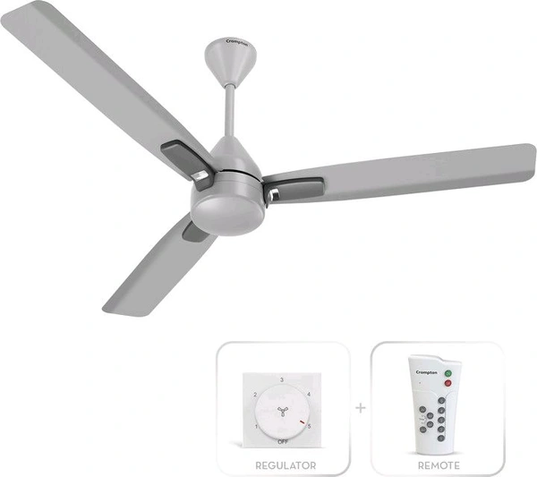 Crompton Caelum with 4 Year Warranty BLDC with Remote and Regulator 1200 mm Ceiling Fan (5 Star | Metallic Grey | Pack of 1)