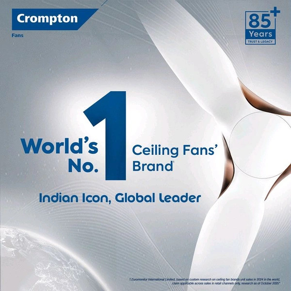 Crompton Caelum with 4 Year Warranty BLDC with Remote and Regulator 1200 mm Ceiling Fan (5 Star | Matte Black | Pack of 1)