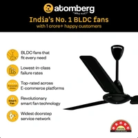 Atomberg Ameza Remote Controlled|High Air Flow|Low Noise|Power Saving | Timeless Design with 2 Year Warranty BLDC Motor with Remote 1200 mm Ceiling Fan (5 Star | Gloss Black | Pack of 1)