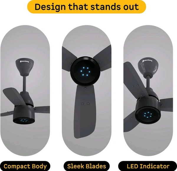 Atomberg Renesa Prime Remote|High Air Delivery|LED Speed Indicator|Low Noise|Sleek Design with 3 Year Warranty BLDC Motor with Remote 600 mm Ceiling Fan (5 Star | Pebble Grey | Pack of 1)