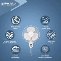 BAJAJ Crest Neo with 2 Year Warranty 400 mm Wall Fan (White | Pack of 1)