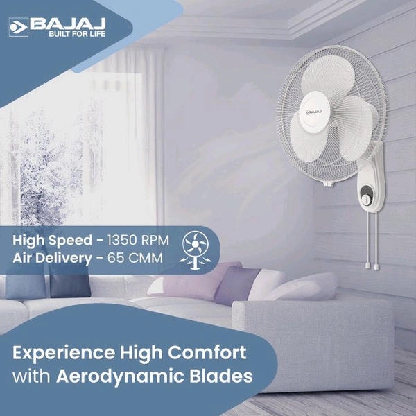 BAJAJ Crest Neo with 2 Year Warranty 400 mm Wall Fan (White | Pack of 1)