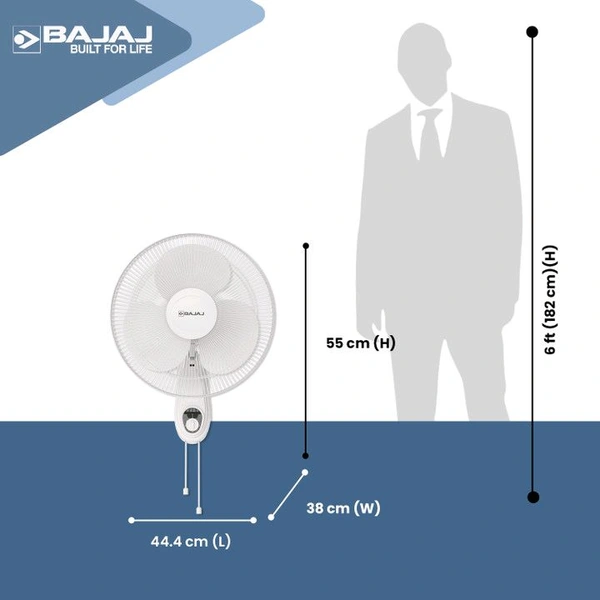 BAJAJ Crest Neo with 2 Year Warranty 400 mm Wall Fan (White | Pack of 1)