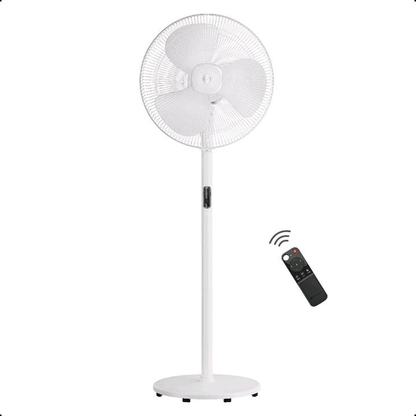 Atomberg Renesa,6 Speeds,Low Noise,LED Display,Remote with Oscillation, Timer, Sleep with 2 Year Warranty BLDC Motor with Remote 400 mm Pedestal Fan (5 Star | Snow White | Pack of 1)