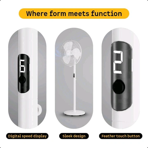 Atomberg Renesa,6 Speeds,Low Noise,LED Display,Remote with Oscillation, Timer, Sleep with 2 Year Warranty BLDC Motor with Remote 400 mm Pedestal Fan (5 Star | Snow White | Pack of 1)