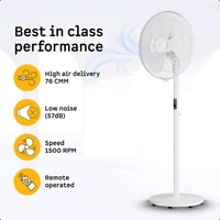 Atomberg Renesa,6 Speeds,Low Noise,LED Display,Remote with Oscillation, Timer, Sleep with 2 Year Warranty BLDC Motor with Remote 400 mm Pedestal Fan (5 Star | Snow White | Pack of 1)