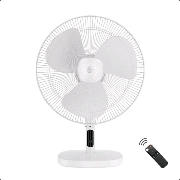 Atomberg Renesa ,6 Speed,Low Noise,LED Display,Remote with Oscillation, Timer, Sleep with 2 Year Warranty BLDC Motor with Remote 400 mm Table Fan (5 Star | Snow White | Pack of 1)