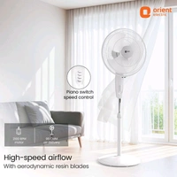 Orient Electric Stand 87 |100% Copper Motor|Superior Air Delivery |Adjustable Height |3 Speed with 2 Year Warranty Ultra High Speed 400 mm Pedestal Fan (White | Pack of 1)